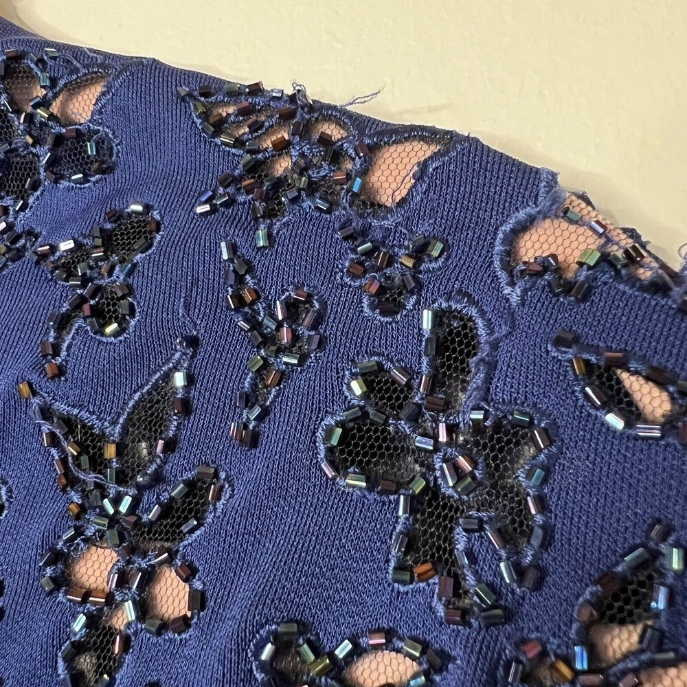 Rimini by Shaw Gown Formal Beaded Top Blue Maxi Women’s 6 - Picture 6 of 13